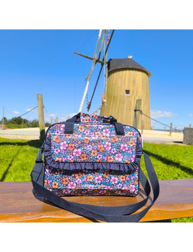 Lancheira floral - azul 