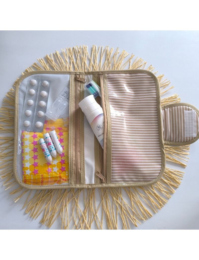 Bolsa Higiene - Riscas Bege