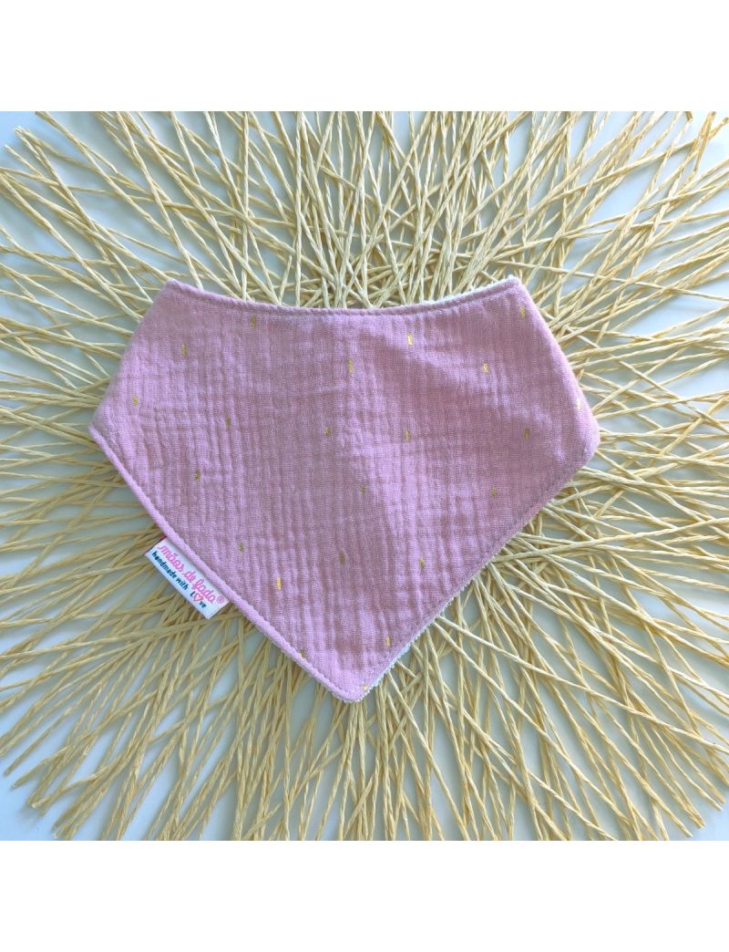  Babete bandada musselina alfazema com ligueiros apontamentos dourados 