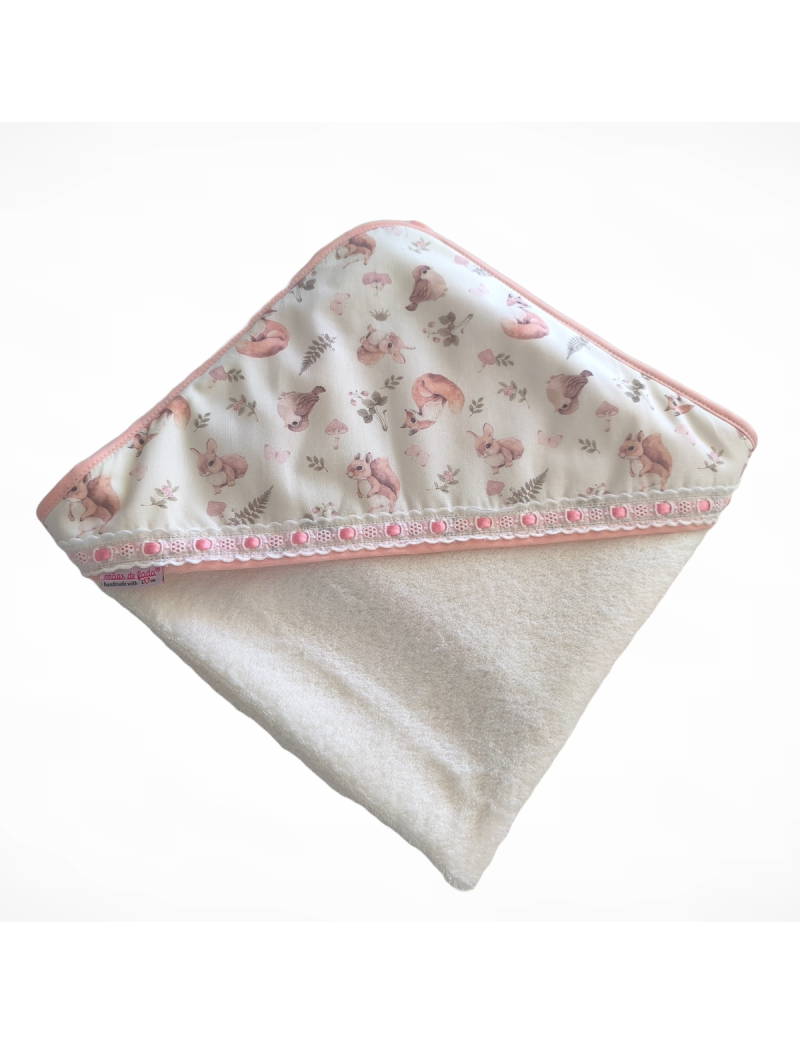 Toalha Capuz - Forest Animal Pink