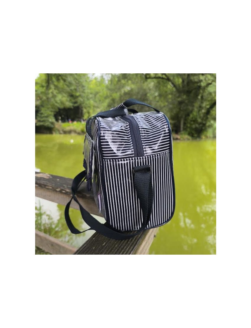 Lancheira riscas azul marinho