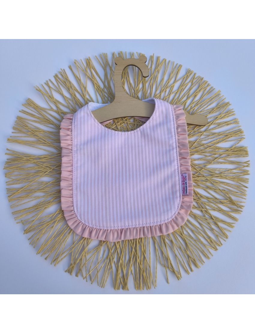 Babete Folho - Riscas Rosa e Brancas