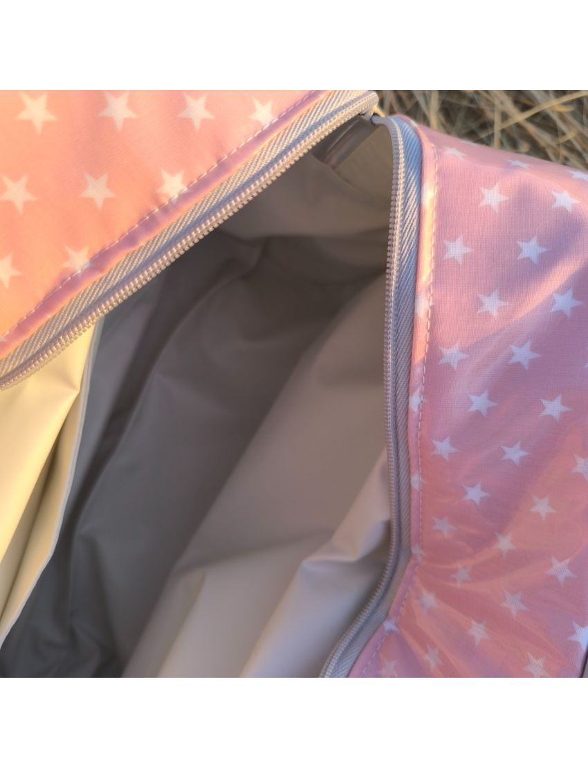 Lancheira XL - Rosa Com Estrelas Brancas 