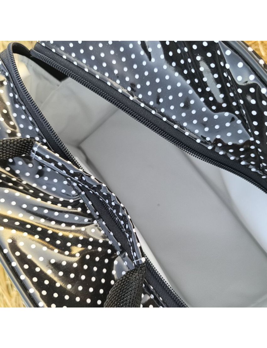 Lancheira XL - Preta com Bolinhas Brancas 