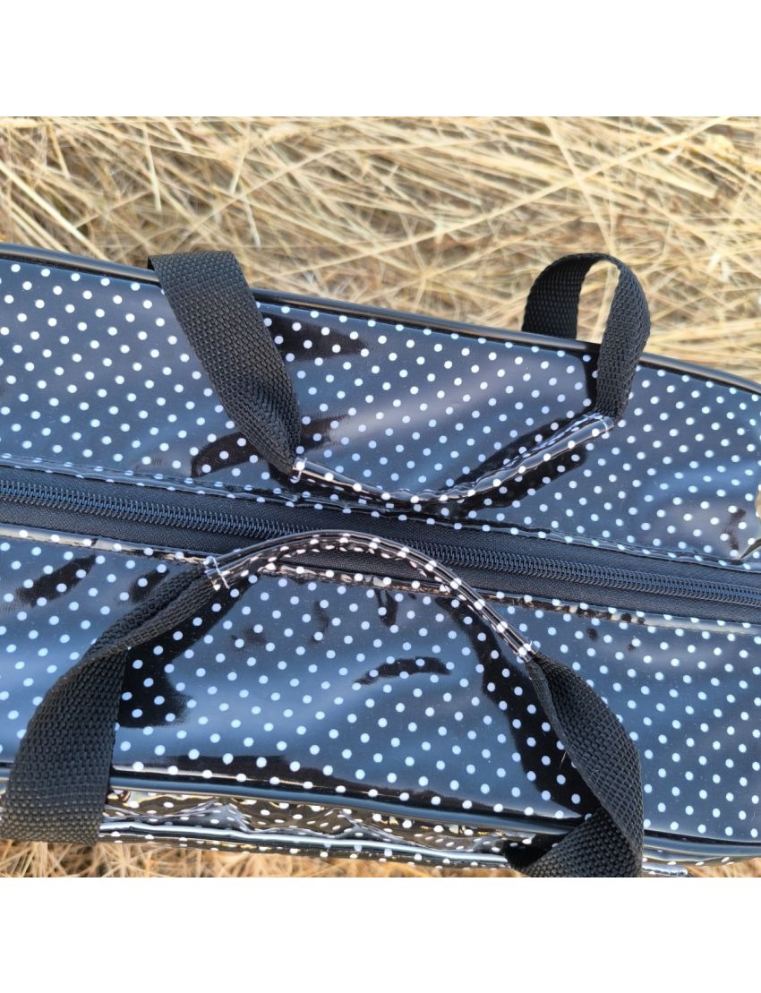 Lancheira XL - Preta com Bolinhas Brancas 