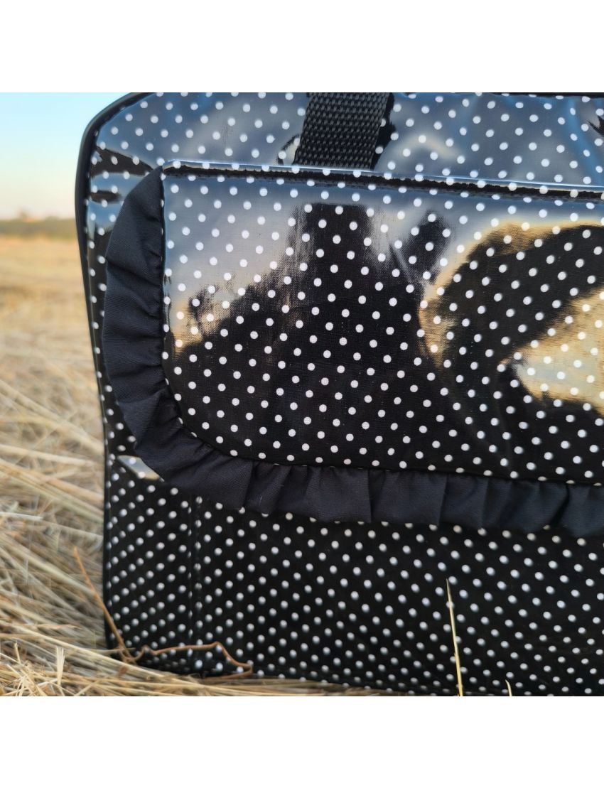 Lancheira XL - Preta com Bolinhas Brancas 