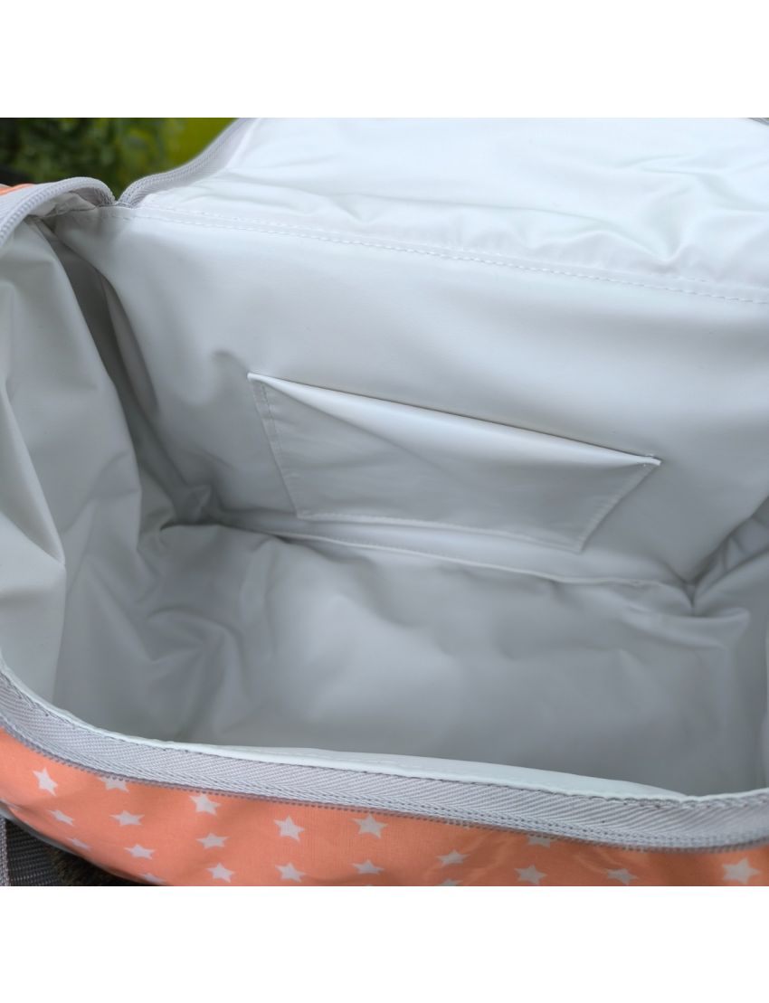 Lancheira Baú - Coral com Estrelas Brancas