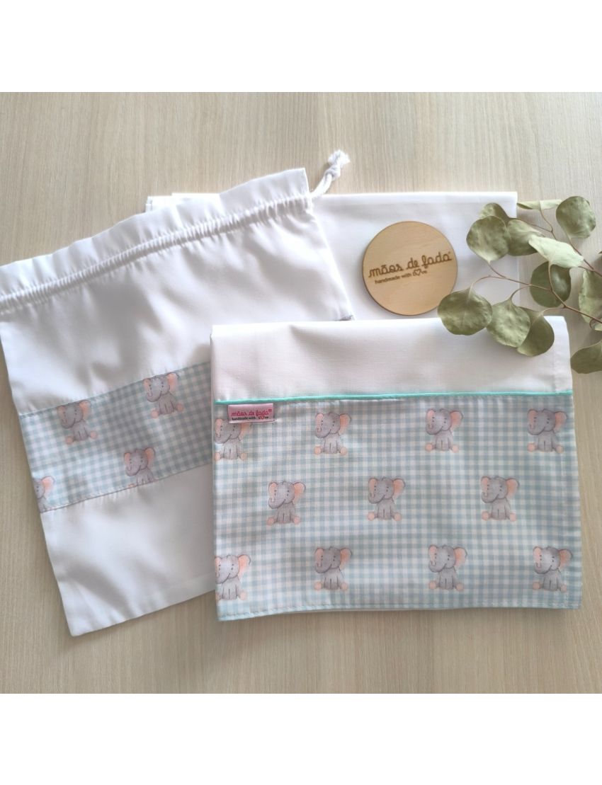 Lençóis Catre - Elefantes  (verde água)