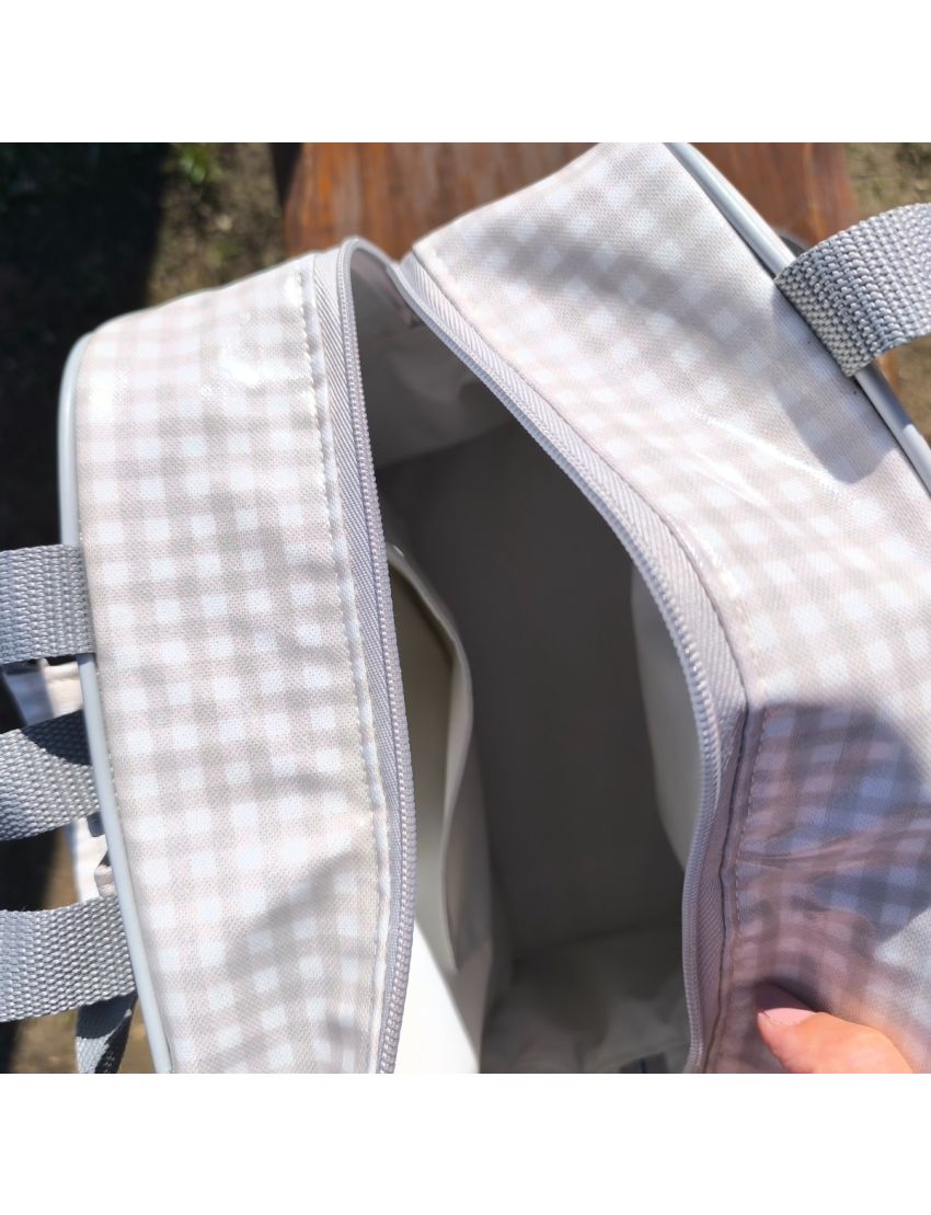 Mochila Lancheira - Vichy Cinza