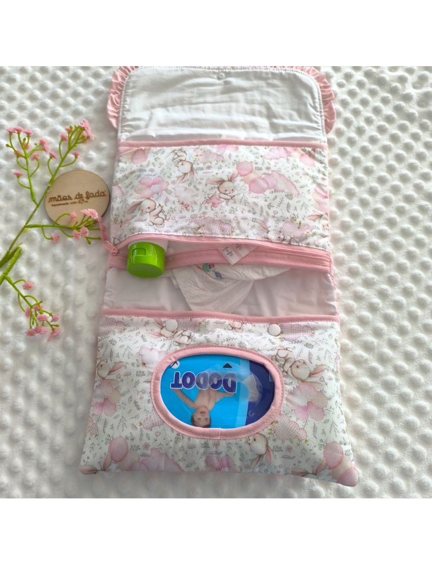 Bolsa 3 em 1 - Coelhos & Balões (Rosa)