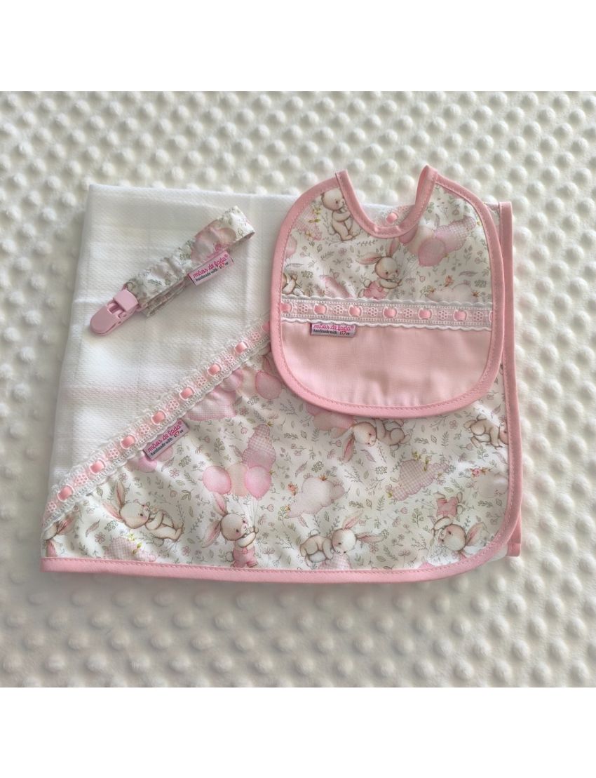 Conjunto - Coelhos & Balões (Rosa)