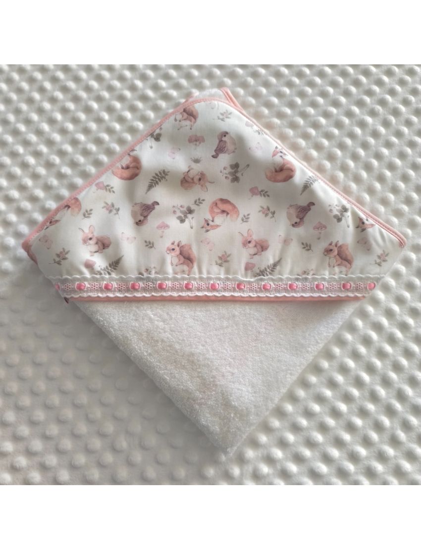 Toalha Capuz - Forest Animal Pink