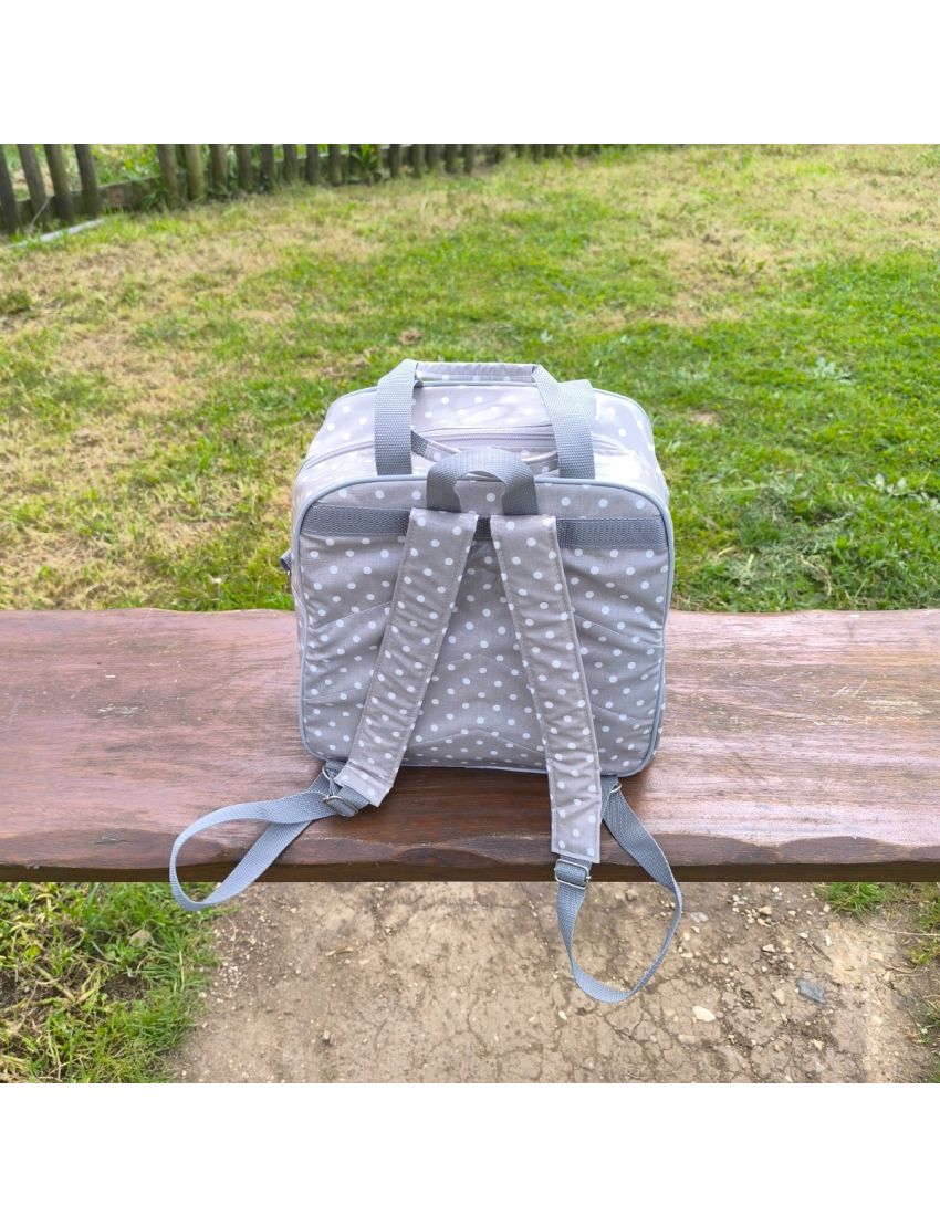 Mochila Lancheira - Cinzenta / Bolas Brancas