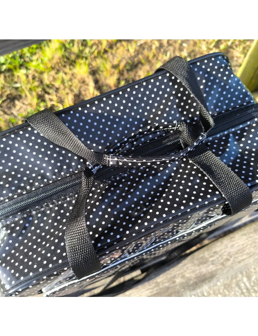 Lancheira XL - Preta / Bolinhas Brancas 