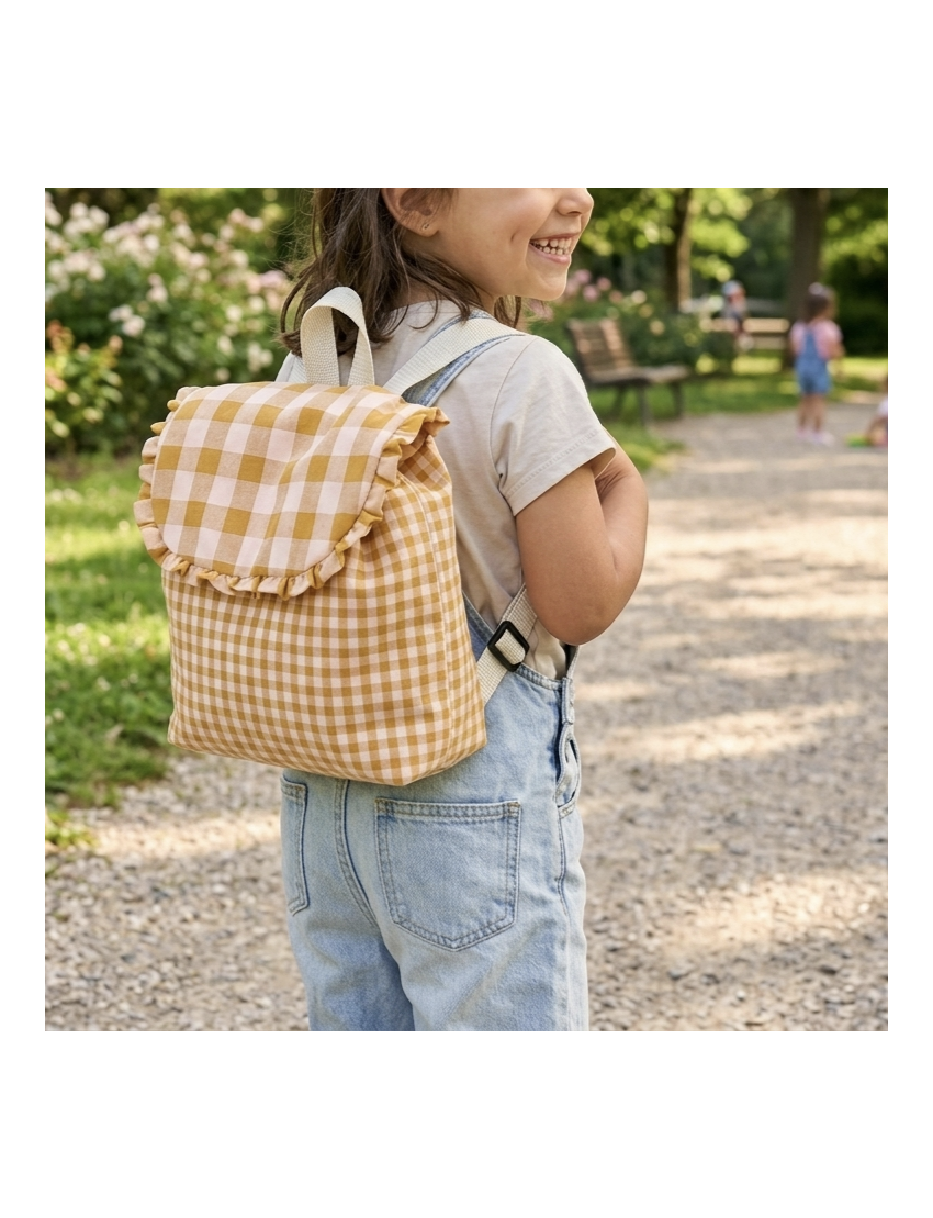 Mochila Passeio - Vichy Amarelo Torrado