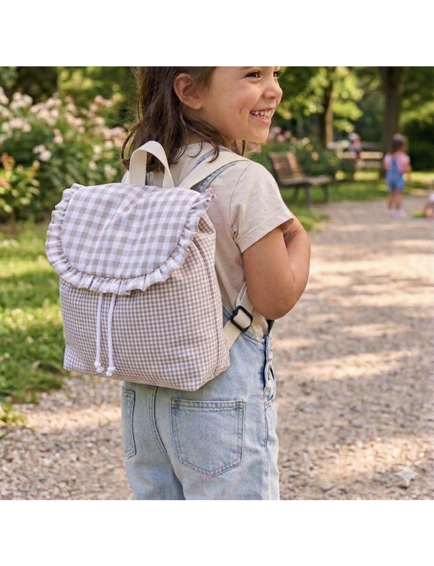 Mochila Passeio - Vichy Bege