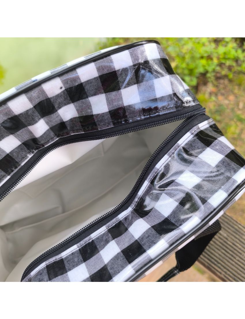 Lancheira xadrez vichy preto e branco 