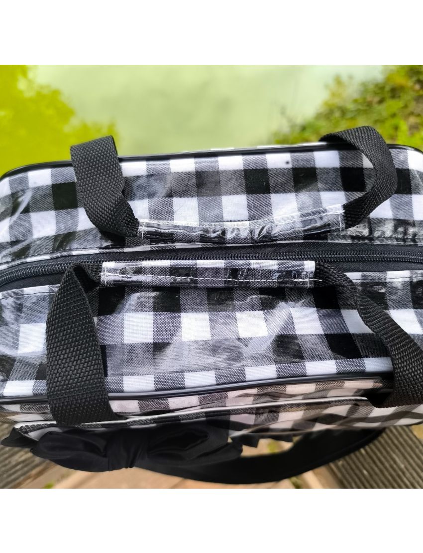 Lancheira xadrez vichy preto e branco 