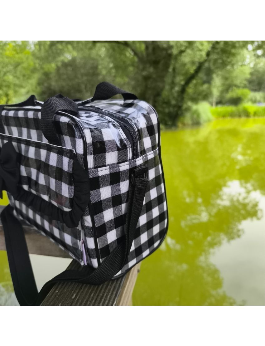 Lancheira xadrez vichy preto e branco 