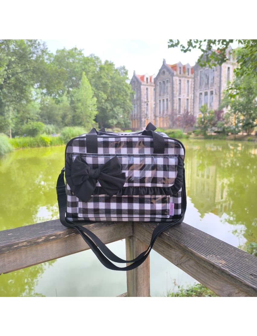 Lancheira xadrez vichy preto e branco 