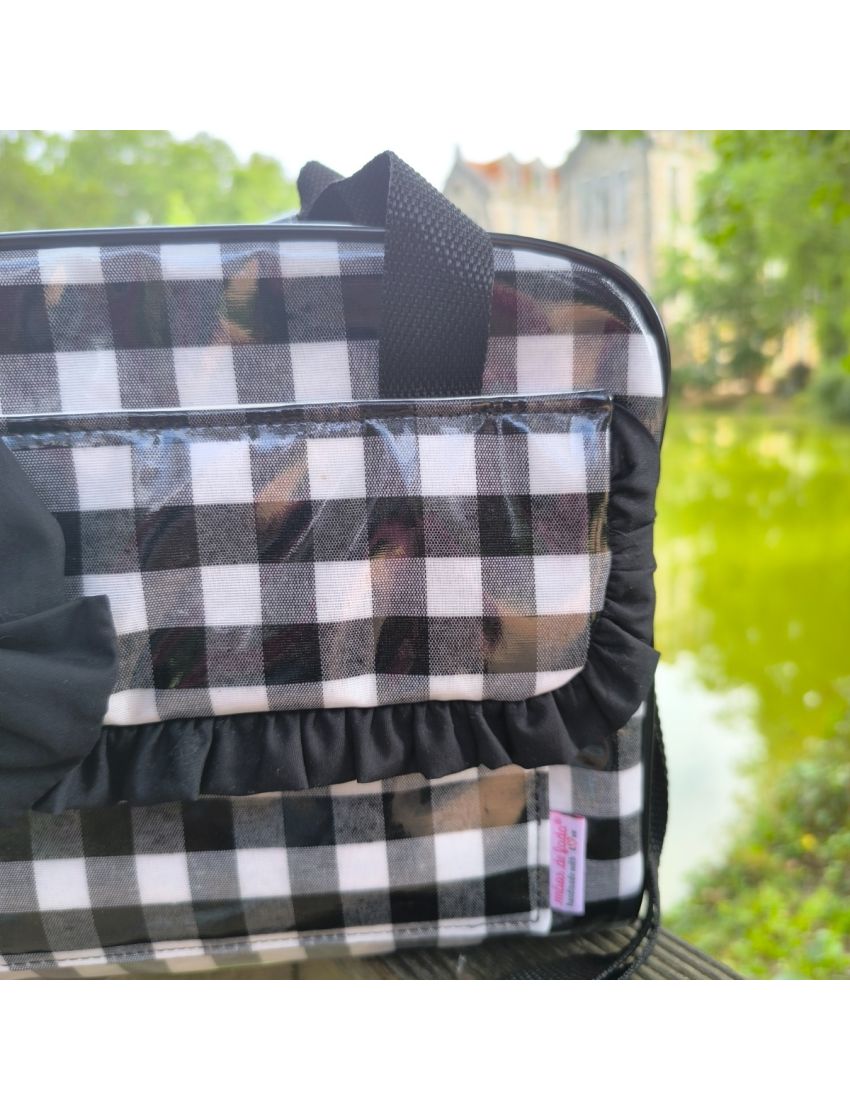 Lancheira xadrez vichy preto e branco 