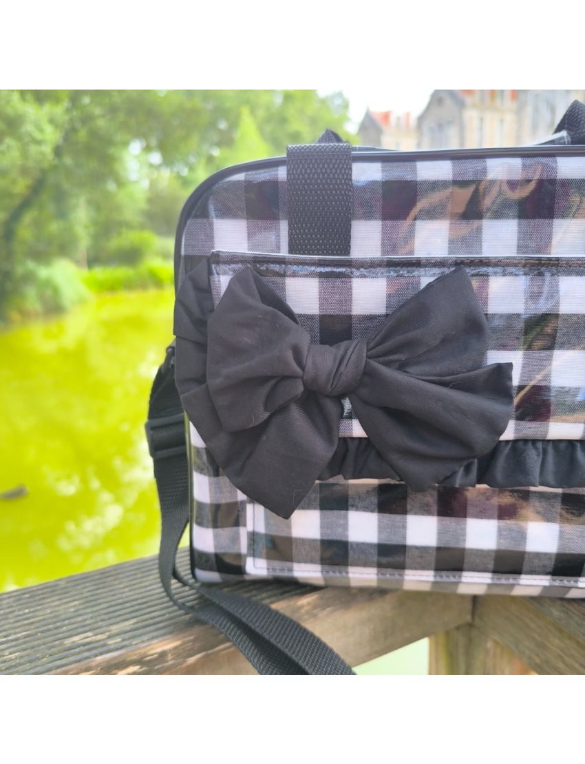 Lancheira xadrez vichy preto e branco 