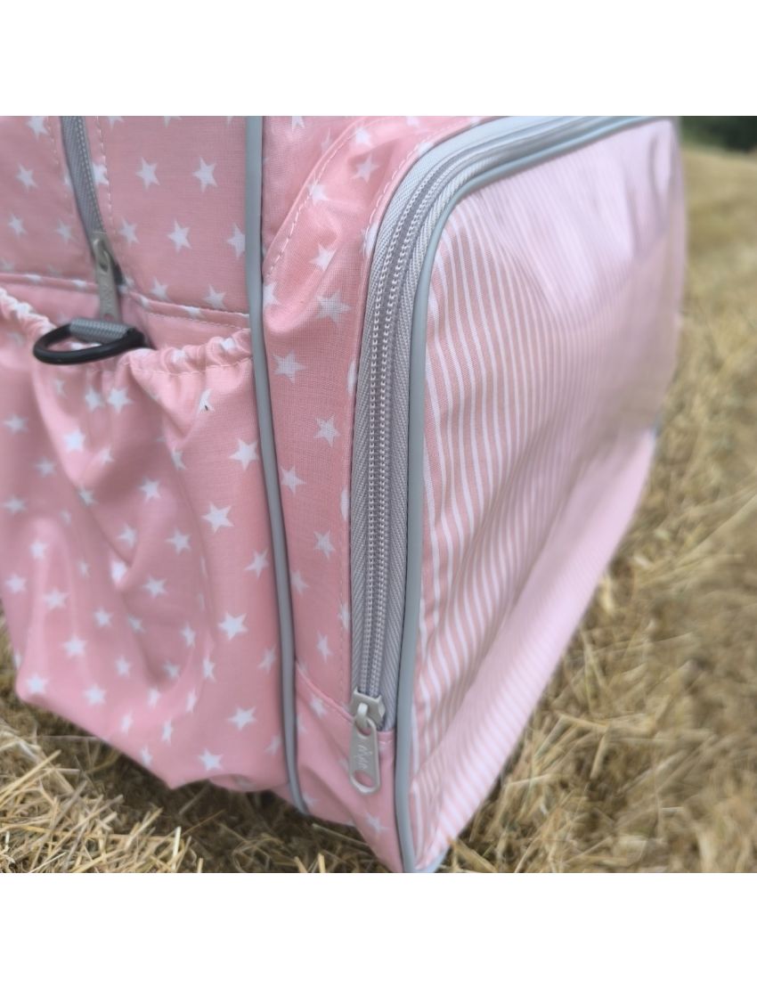Lancheira L - Estrelas e Riscas (Rosa)