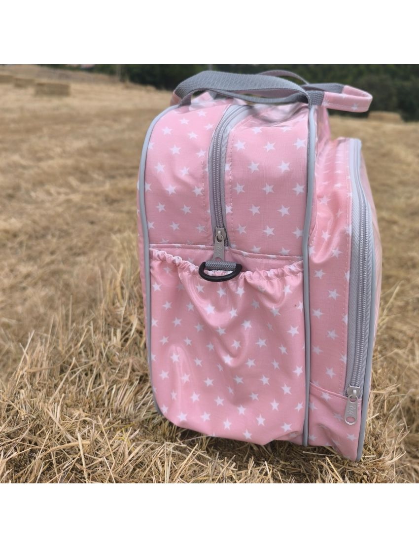 Lancheira L - Estrelas e Riscas (Rosa)