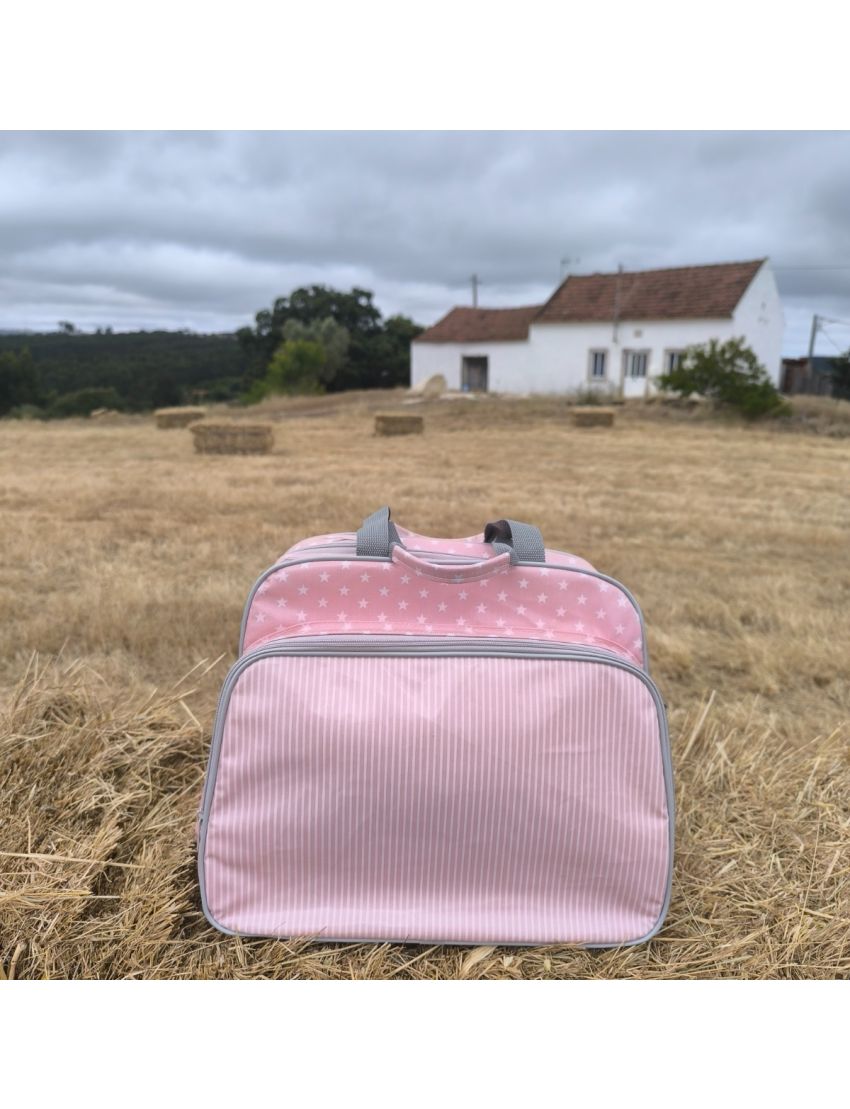 Lancheira L - Estrelas e Riscas (Rosa)
