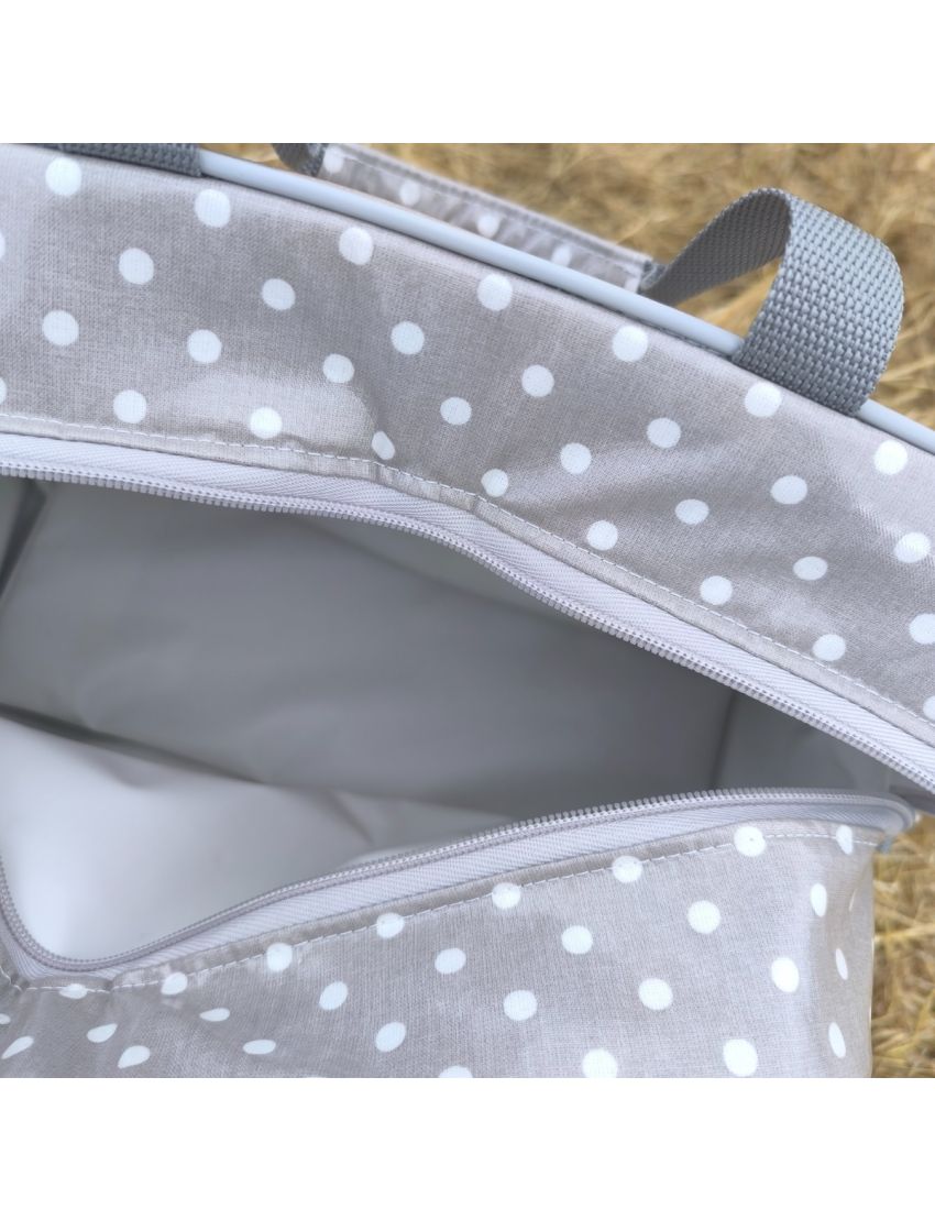 Lancheira L - Bolas e Riscas (Cinza)