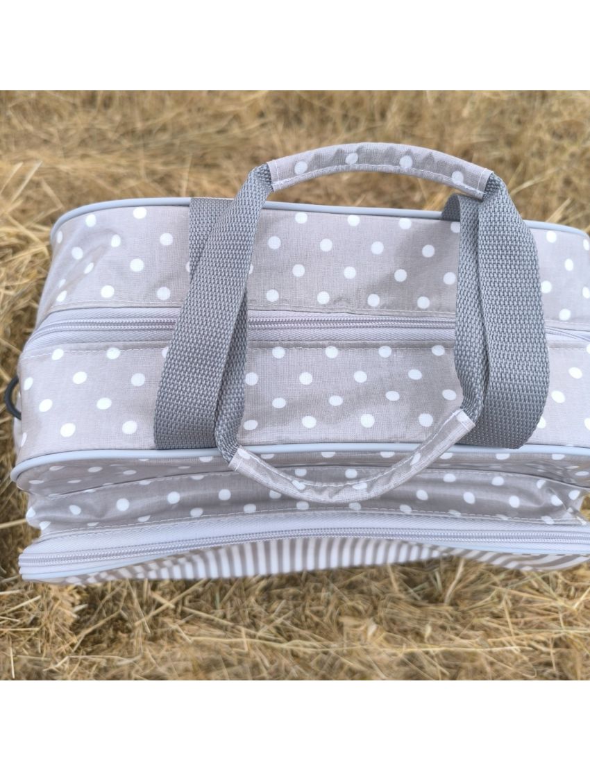 Lancheira L - Bolas e Riscas (Cinza)