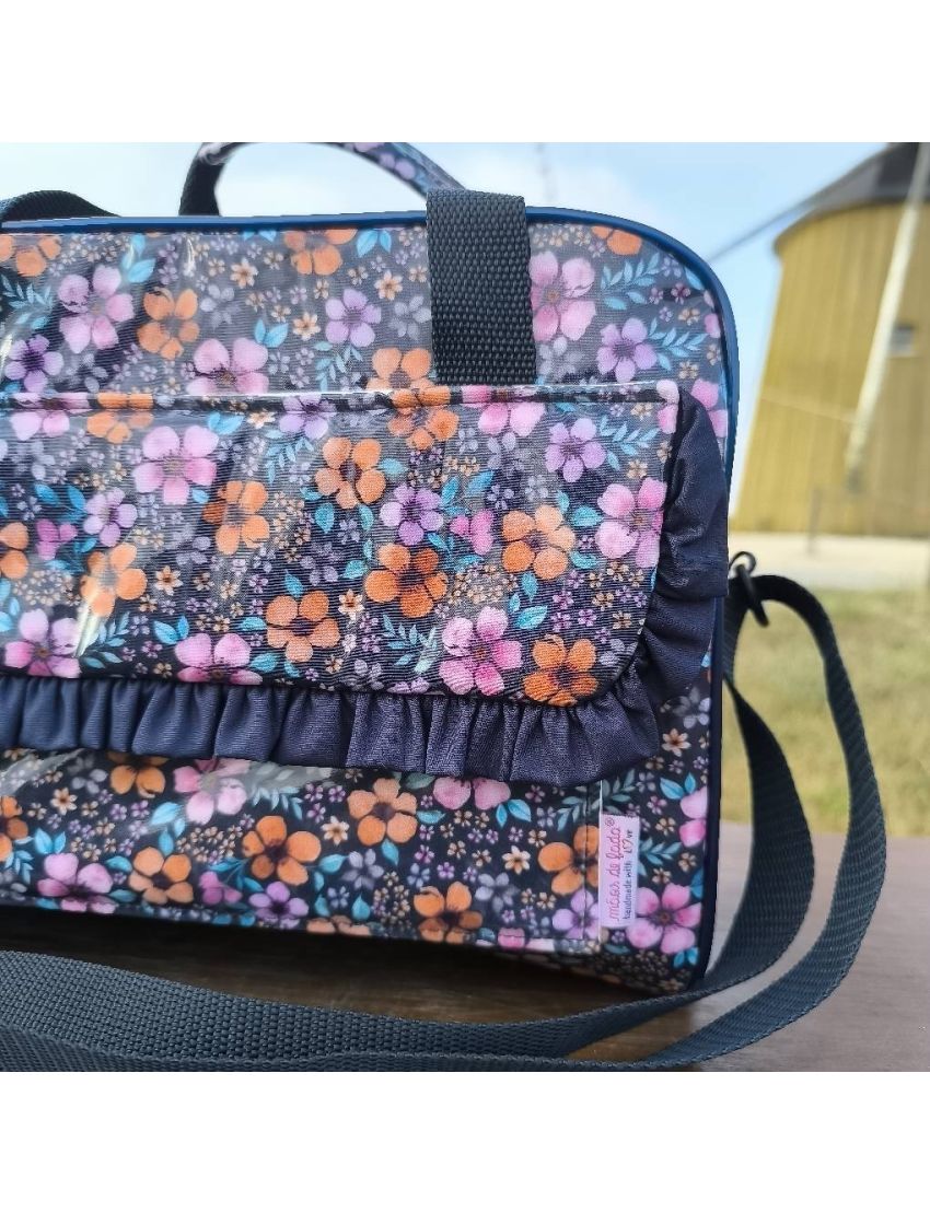 Lancheira floral - azul 