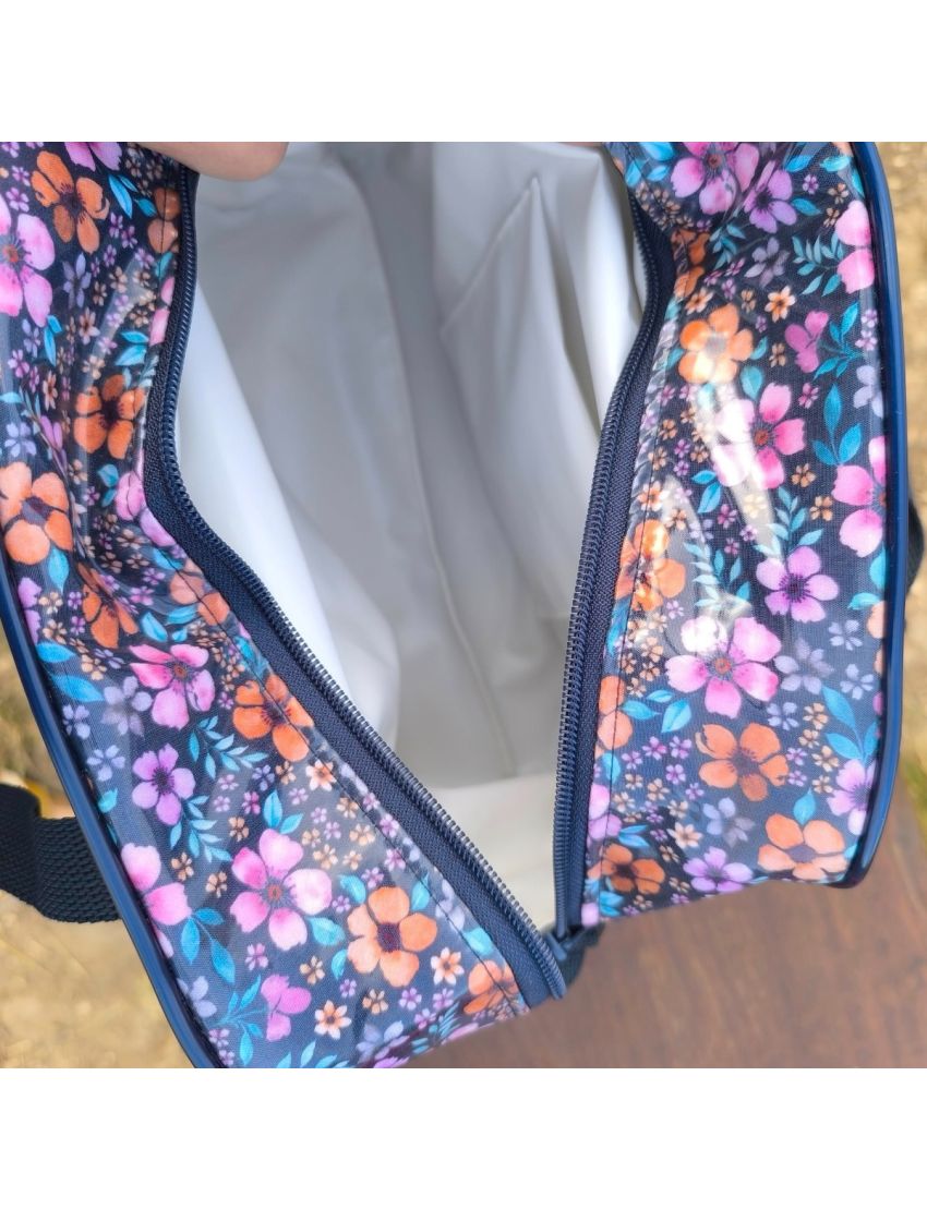 Lancheira floral - azul 
