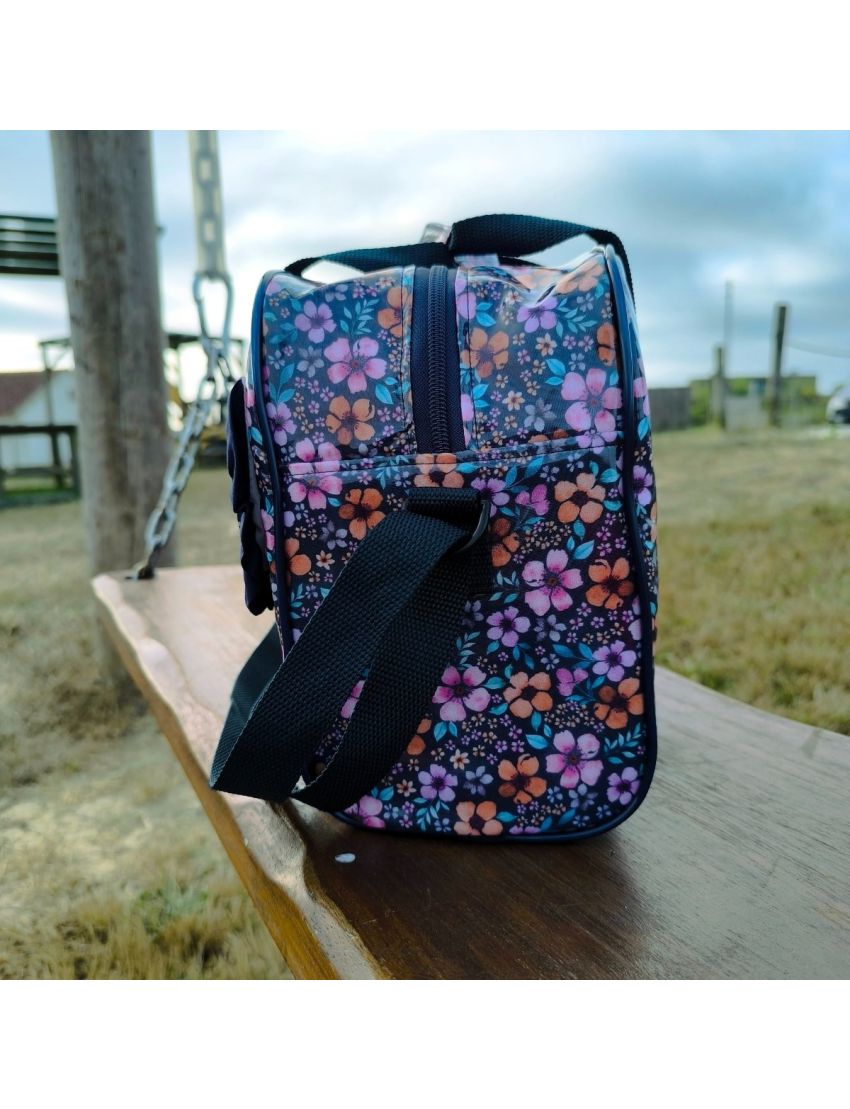 Lancheira floral - azul 