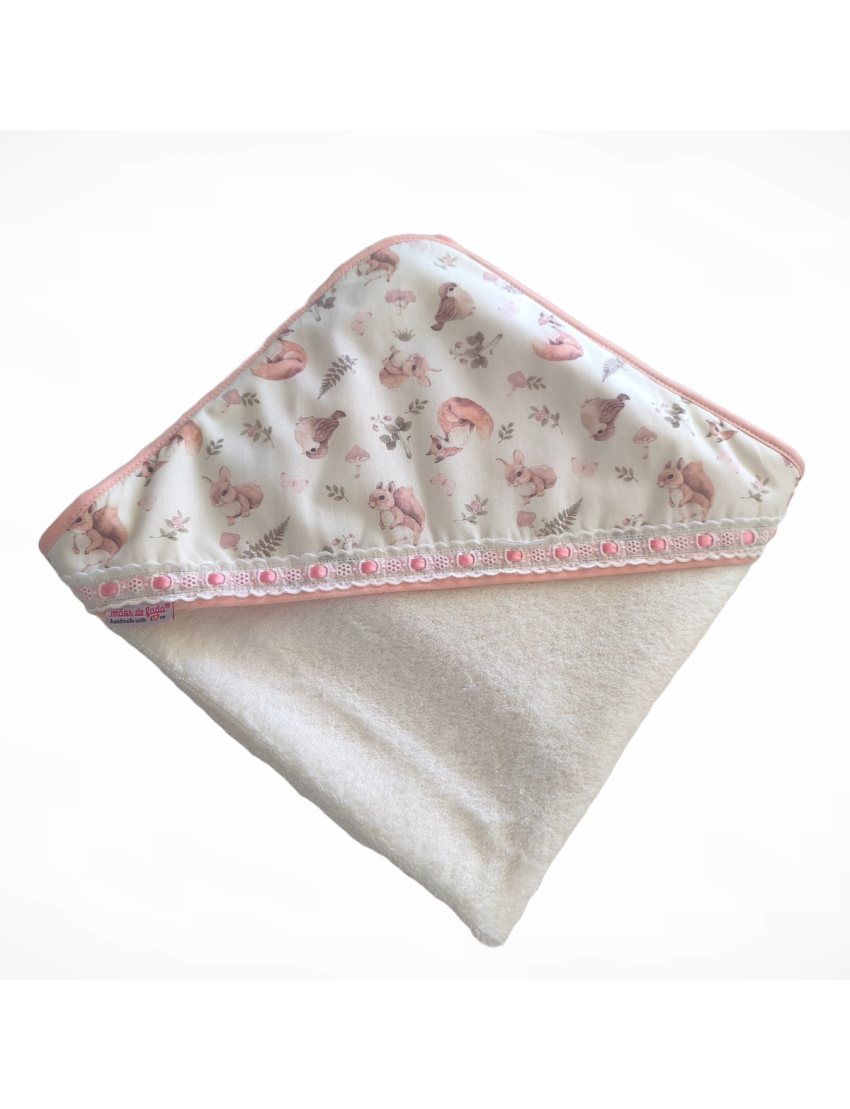 Toalha Capuz - Forest Animal Pink