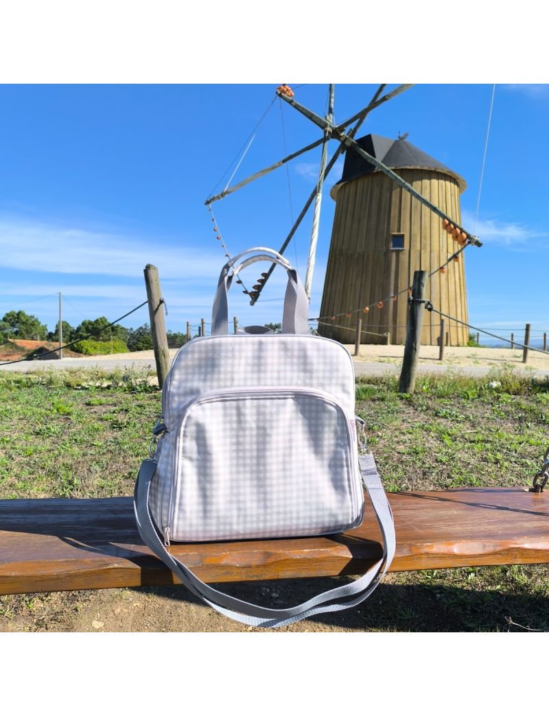 Mochila Lancheira - Vichy Cinza