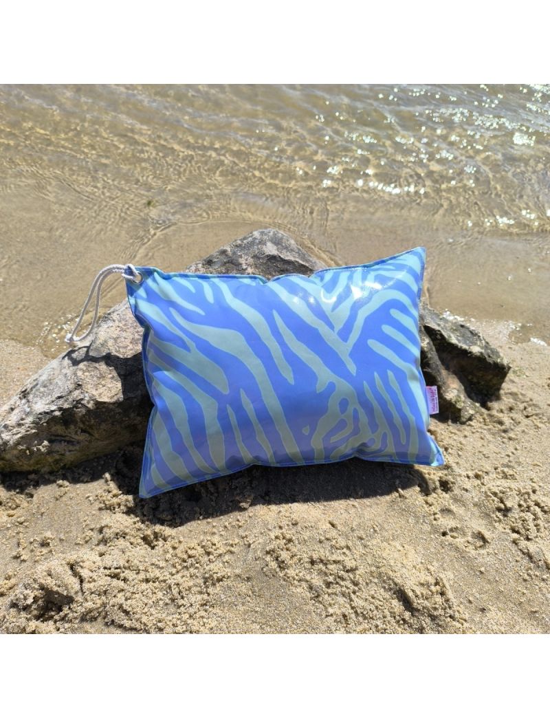 Almofada de praia zebra em tons de roxo e verde